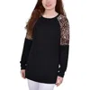 Ny Collection Petites Womens Animal Print Polyester Pullover Top In Black
