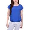Ny Collection Petites Womens Banded Bottom Embellished Blouse In Multi