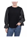 Ny Collection Petites Womens Bell Sleeves Work Pullover Top In Black