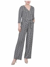 Ny Collection Petite Size Belted Jumpsuit In Multi