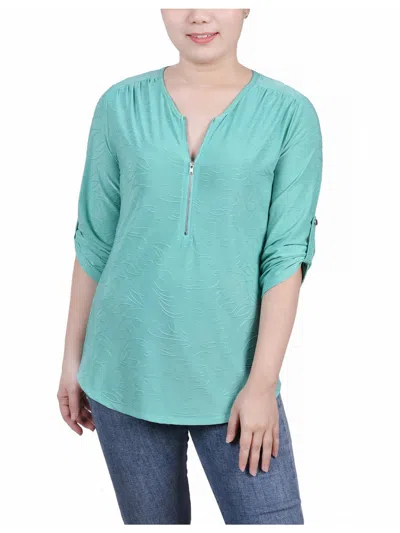 Ny Collection Petites Womens Blouse In Blue