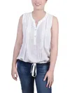 Ny Collection Petite Size Sleeveless Pintucked Blouse In White