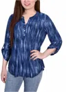 Ny Collection Petites Womens Button Pullover Top In Multi
