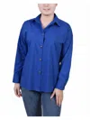 Ny Collection Petite Long Sleeve Blouse With Chest Pockets In Multi
