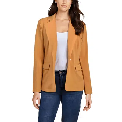 Ny Collection Petites Womens Collar Polyester One-button Blazer In Brown