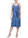 Ny Collection Petites Womens Cotton Knee-length Shirtdress In Multi