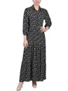 Ny Collection Petites Womens Crinkle Tiered Maxi Dress In Multi