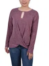 NY COLLECTION PETITES WOMENS EMBELLISHED KNIT BLOUSE