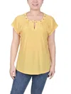 Ny Collection Petites Womens Grommet Key Hole Blouse In Multi