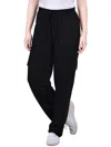 NY COLLECTION PETITES WOMENS HIGH RISE STRAIGHT LEG CARGO PANTS