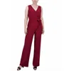 NY COLLECTION PETITES WOMENS KNIT POLKA DOT JUMPSUIT