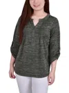 NY COLLECTION PETITES WOMENS KNIT SPACE DYED PULLOVER SWEATER