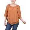 Ny Collection Petite Size 3/4 Sleeve Peasant Blouse In Yellow