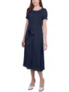 NY COLLECTION PETITES WOMENS LAYERED CASUAL MIDI DRESS