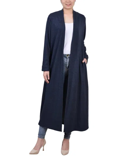 Ny Collection Petites Womens Long Layering Duster Sweater In Blue