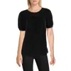 Ny Collection Petites Womens Mesh Inset Pleated Blouse In Black