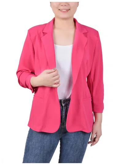 Ny Collection Petites Womens Office Business One-button Blazer In Pink