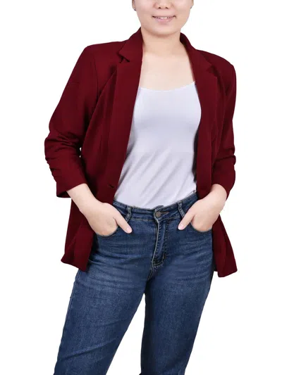 Ny Collection Petites Womens Office Business One-button Blazer In Red