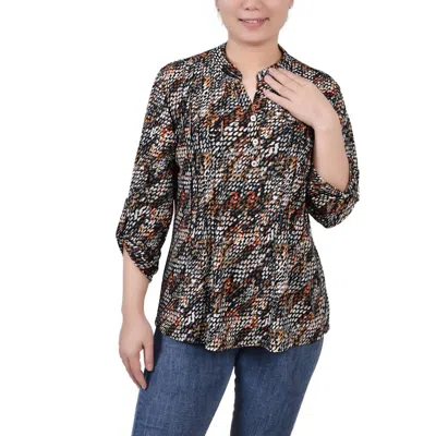 Ny Collection Petites Womens Office Professional Blouse In Black