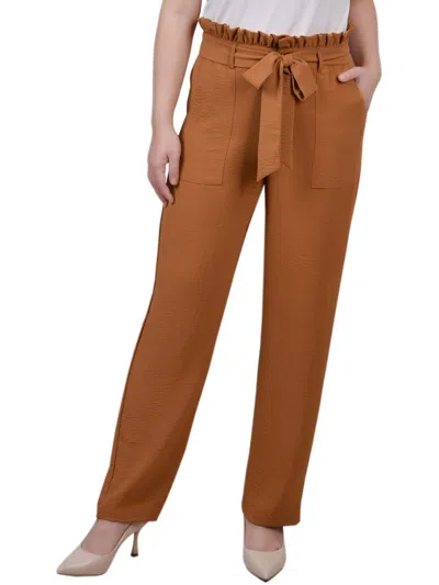 Ny Collection Petites Womens Paperb Polyester Ankle Pants In Multi