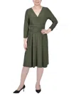 Ny Collection Petite Ruched A-line Dress In Multi