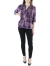 Ny Collection Petites Womens Pintuck Blouse In Purple
