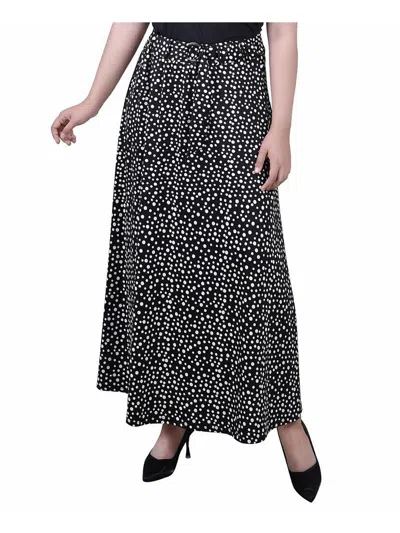 Ny Collection Petites Womens Polka Dot Belted Maxi Skirt In Multi
