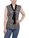 Ny Collection Petites Womens Polka Dot Polyester Pullover Top In Multi