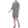 Ny Collection Petites Womens Printed Above Knee Shirtdress In White