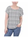 Ny Collection Petites Womens Printed Jersey Blouse In White