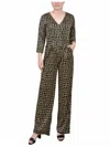 Ny Collection Petite 3/4 Sleeve Printed Belted Jumpsuit In Brown