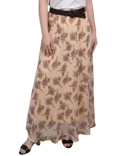 Ny Collection Petites Womens Printed Lined Maxi Skirt In Multi