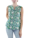 Ny Collection Petites Womens Printed Pintucked Blouse In Multi