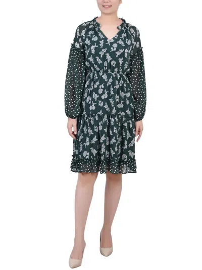 Ny Collection Petites Womens Printed Polyester Wear To Work Dress In Multi