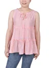 Ny Collection Petite Sleeveless Tiered Blouse In Multi