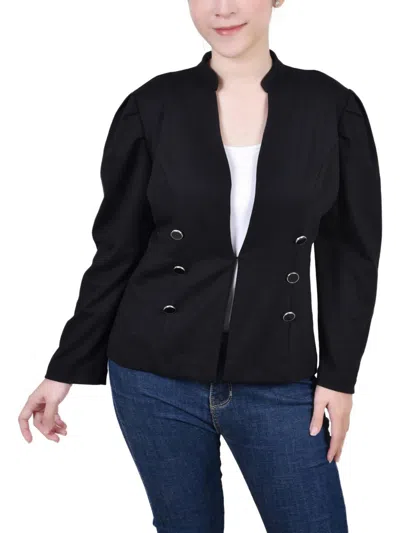 Ny Collection Petites Womens Solid Long Sleeves Sportcoat In Black
