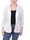 Ny Collection Petite Long Sleeve Scuba Crepe Jacket In White