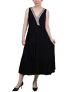 Ny Collection Petites Womens Tiered Long Maxi Dress In Black