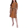Ny Collection Petite Roll Tab Shirt Dress In Orange