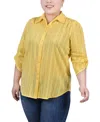 Ny Collection Plus Size Short Extended Sleeve Blouse In Yellow