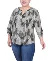 Ny Collection Plus Size 3/4 Roll Tab Pullover Top