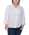 Ny Collection Plus Size 3/4 Sleeve Blouse With Lace Details Top In White