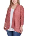 Ny Collection Plus Size 3/4 Sleeve Cardigan And Tank Top, 2 Piece Set In Bosanova Print