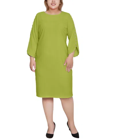 Ny Collection Plus Size 3/4 Sleeve Dress In Green