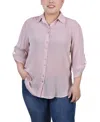 Ny Collection Plus Size 3/4 Sleeve Gauze Blouse In Blush