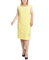 Ny Collection Plus Size Cap Sleeve Exposed Zipper Dress In Yellow