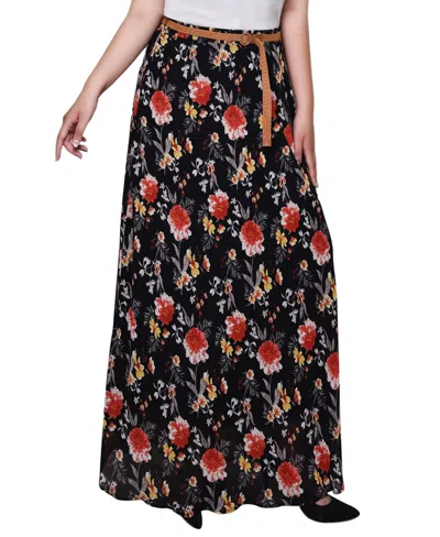 Ny Collection Plus Size Chiffon Maxi Skirt In Black