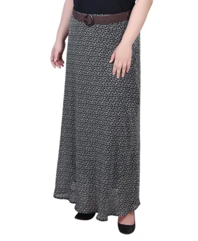 Ny Collection Plus Size Chiffon Maxi Skirt In Black White Swirl