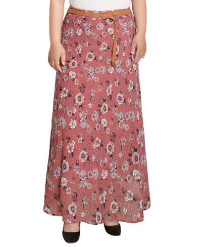 Ny Collection Plus Size Chiffon Maxi Skirt In Purple