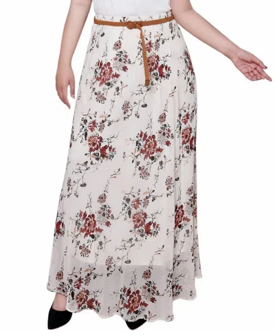 Ny Collection Plus Size Chiffon Maxi Skirt In White
